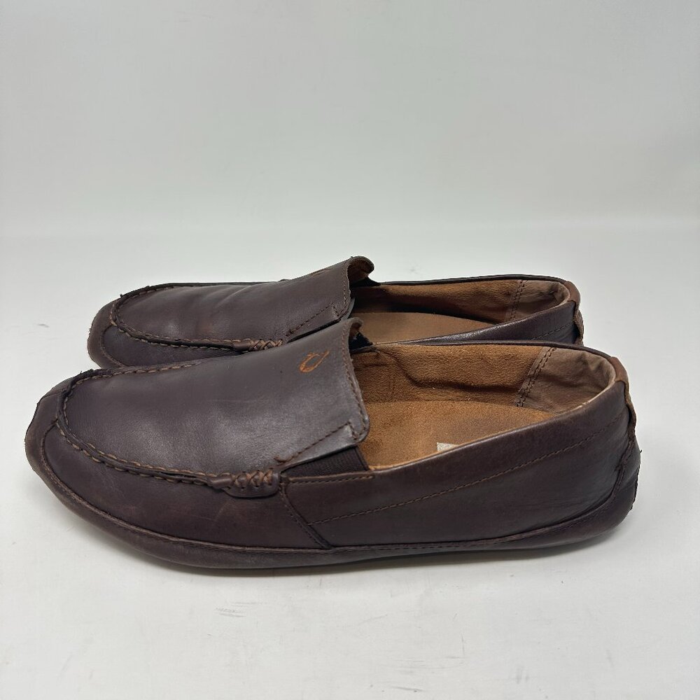 OLUKAI Moloa Men’s Size 10.5 Brown Leather Casual Loafers - Picture 2 of 14